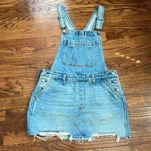 Abercrombie and Fitch NWT denim overalls with distressed skirt